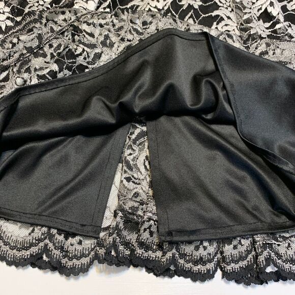 Vintage Pat Richards Black Evening Dress Size 14 Maiello Midi White Lace Holiday - Picture 10 of 16